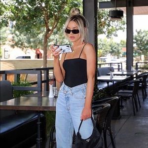 Square neck black bodysuit XS